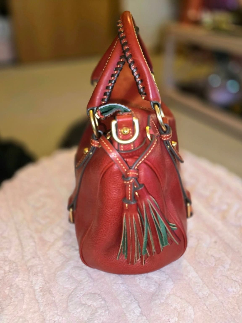 Dooney & Bourke Florentine Red Satchel In 13inch Size - Picture 5 of 8